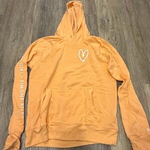 Athleta x Simone Biles Peach-Orange Hoodie with Heart Chest Graphic